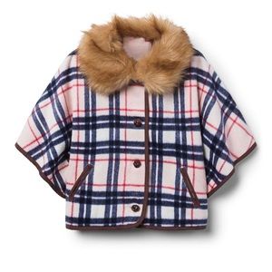 Janie and Jack Riding Equestrian Plaid Fur Cape
